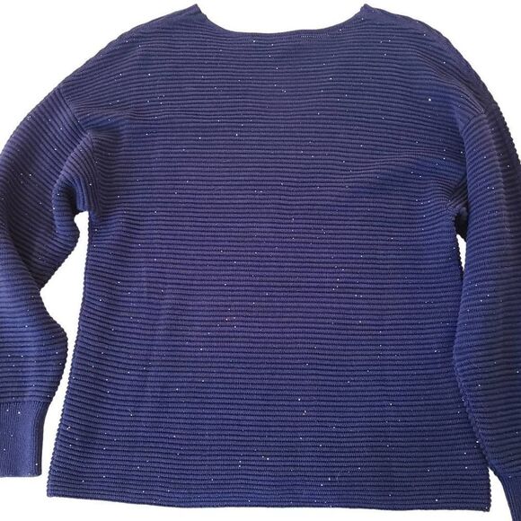 Tommy Bahama Womens Blue Sparkle Cotton Blend V Neck Sweater Small - Picture 6 of 11